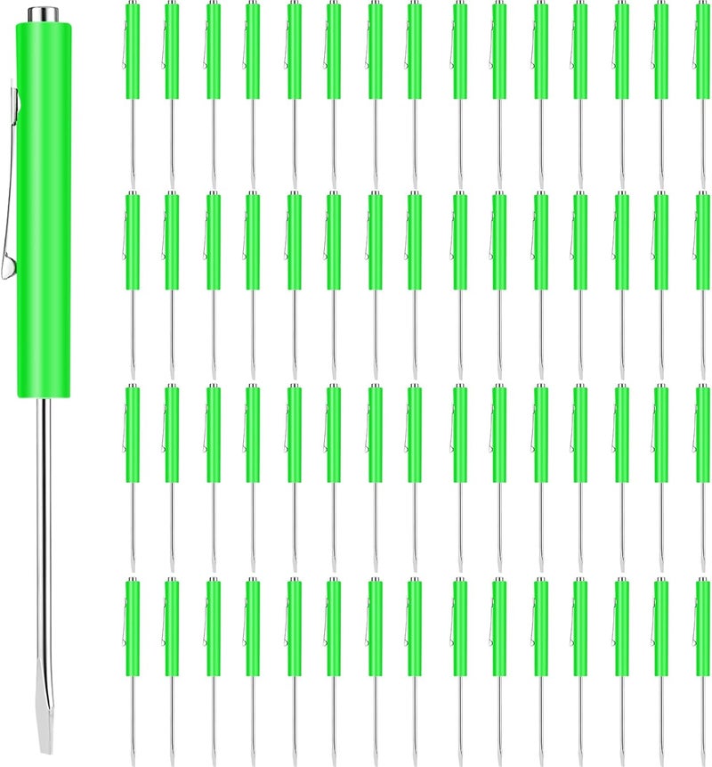 cssopenss 60 Pieces Pocket Screwdriver Mini Tops and Pocket Clips Magnetic Slotted Small Screw Driver with a Single Blade Head for Mechanical, Electrician(Green) - Image 1